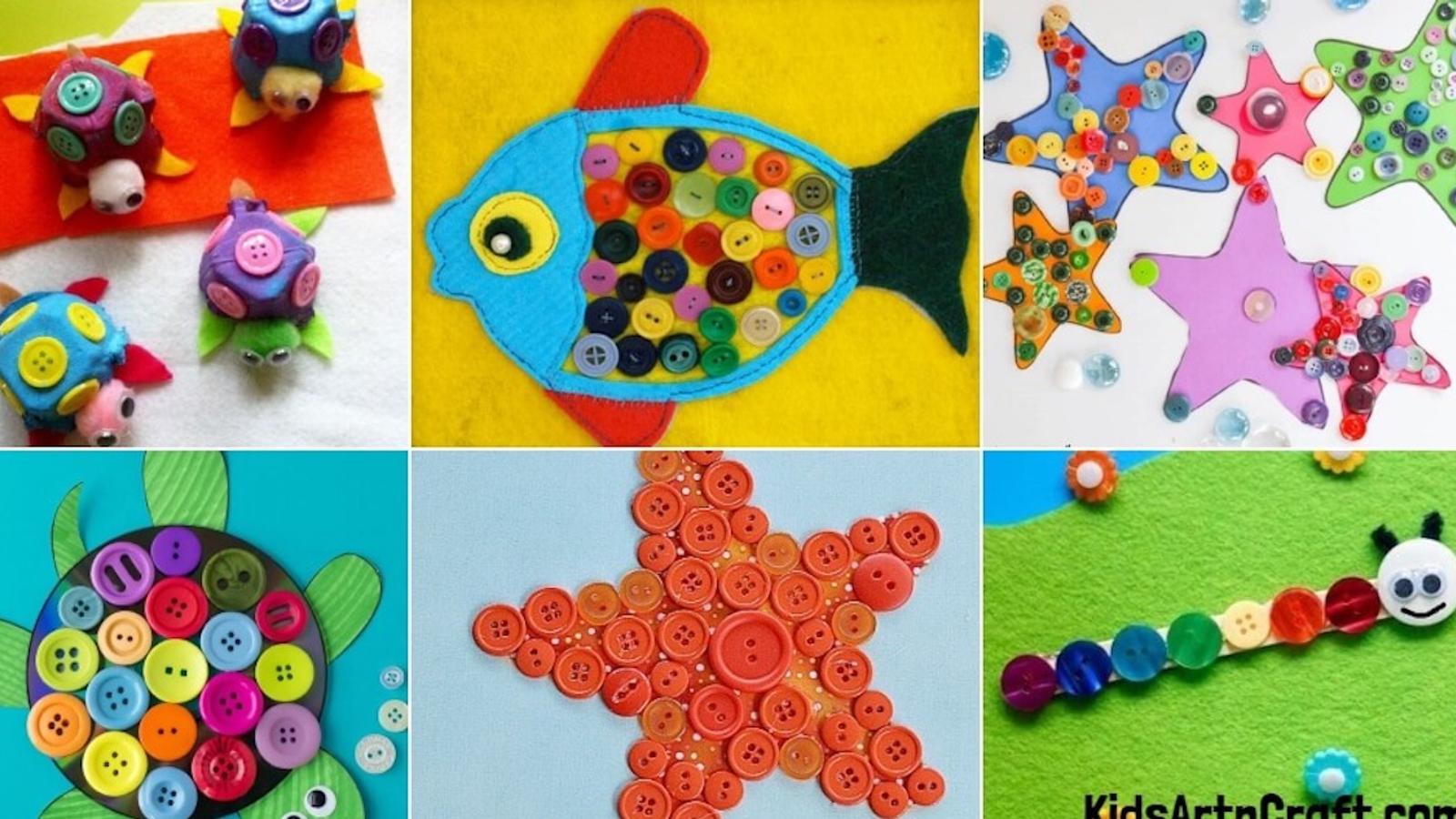 20 propositions de bricolages pour enfants à faire avec des boutons