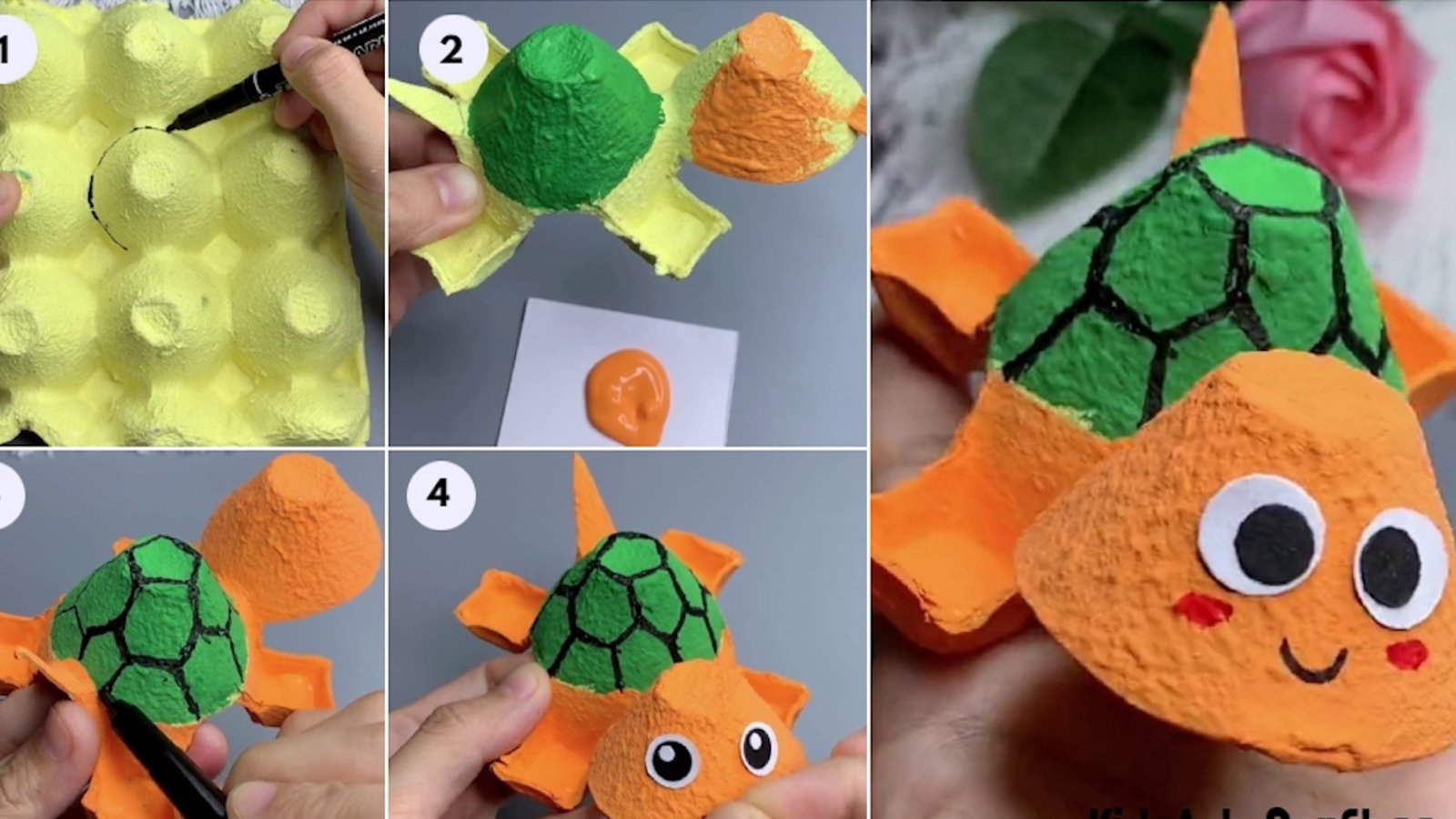 Comment réaliser une adorable tortue avec une boite d'oeufs