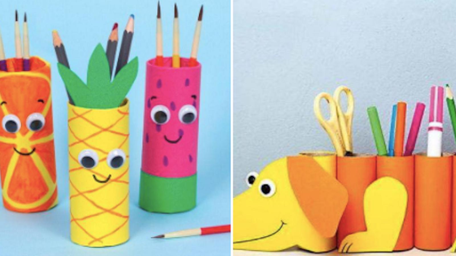 12 porte-crayons avec des matériaux recyclés