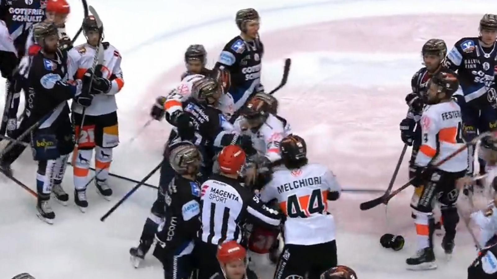 Handshake line turns into an all out brawl.