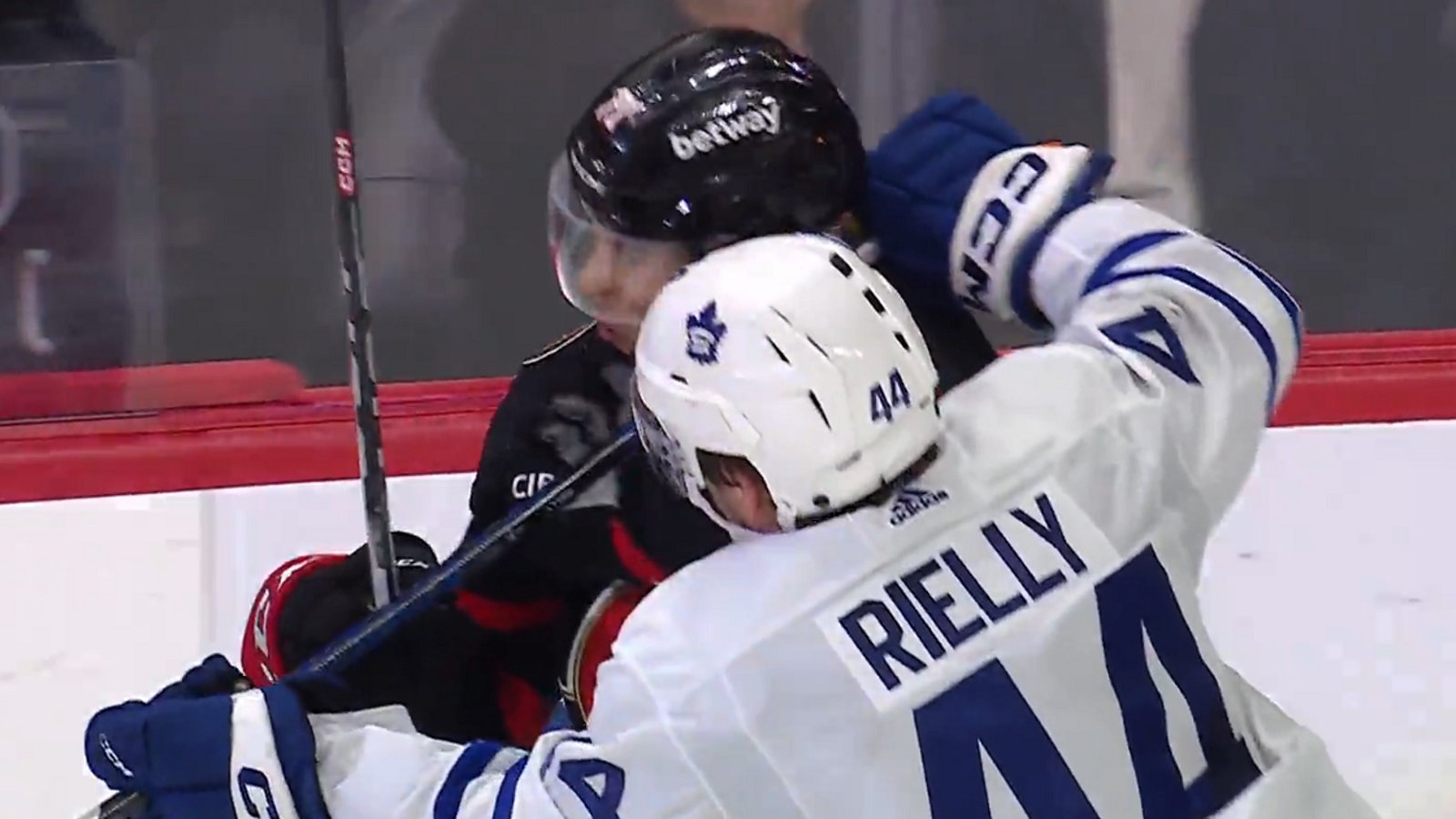 Morgan Rielly ejected with 5 seconds left in the game.