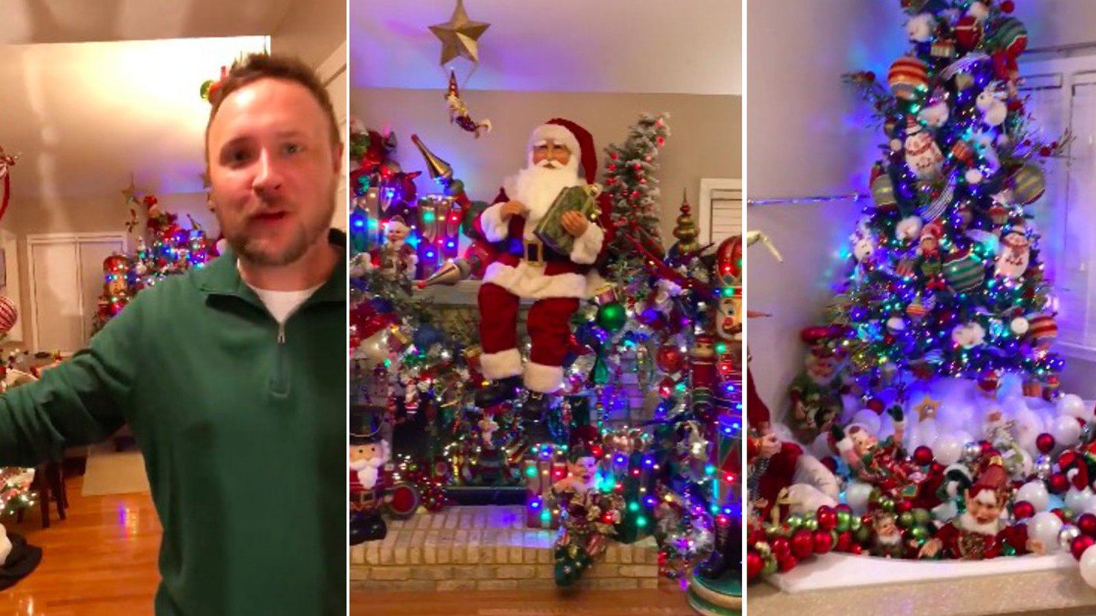 À chaque année il décore toutes les pièces de sa maison pour Noël et il nous la fait visiter
