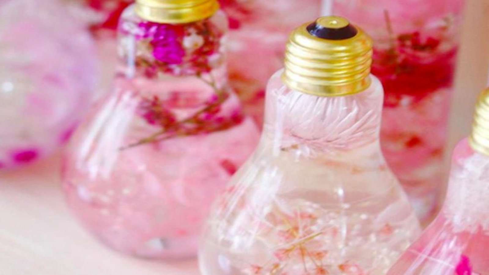 Ces ampoules recyclées en vases font ressortir toute la splendeur des ces belles fleurs!