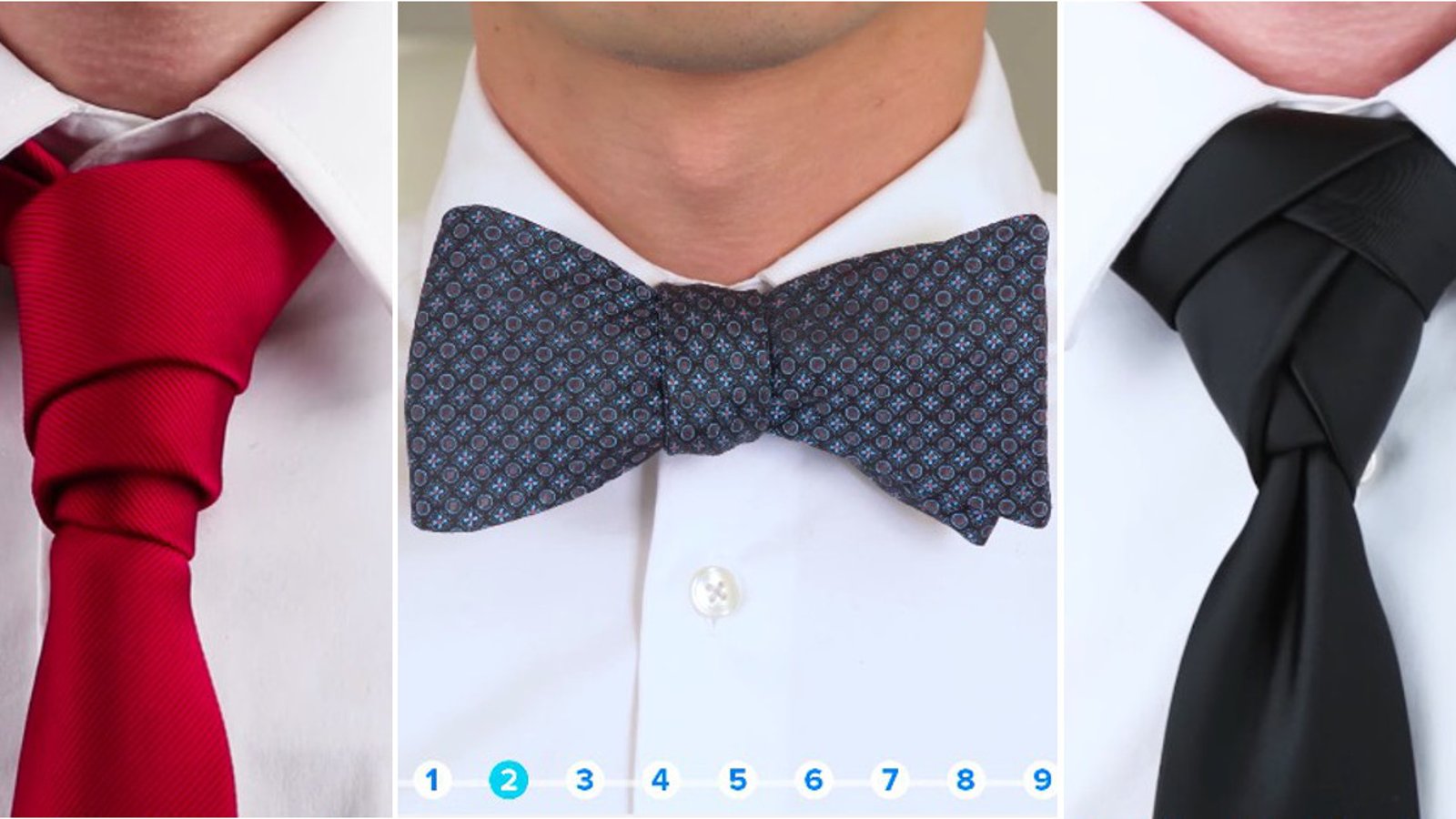 9 façons différentes de porter la cravate ou le noeud papillon! 