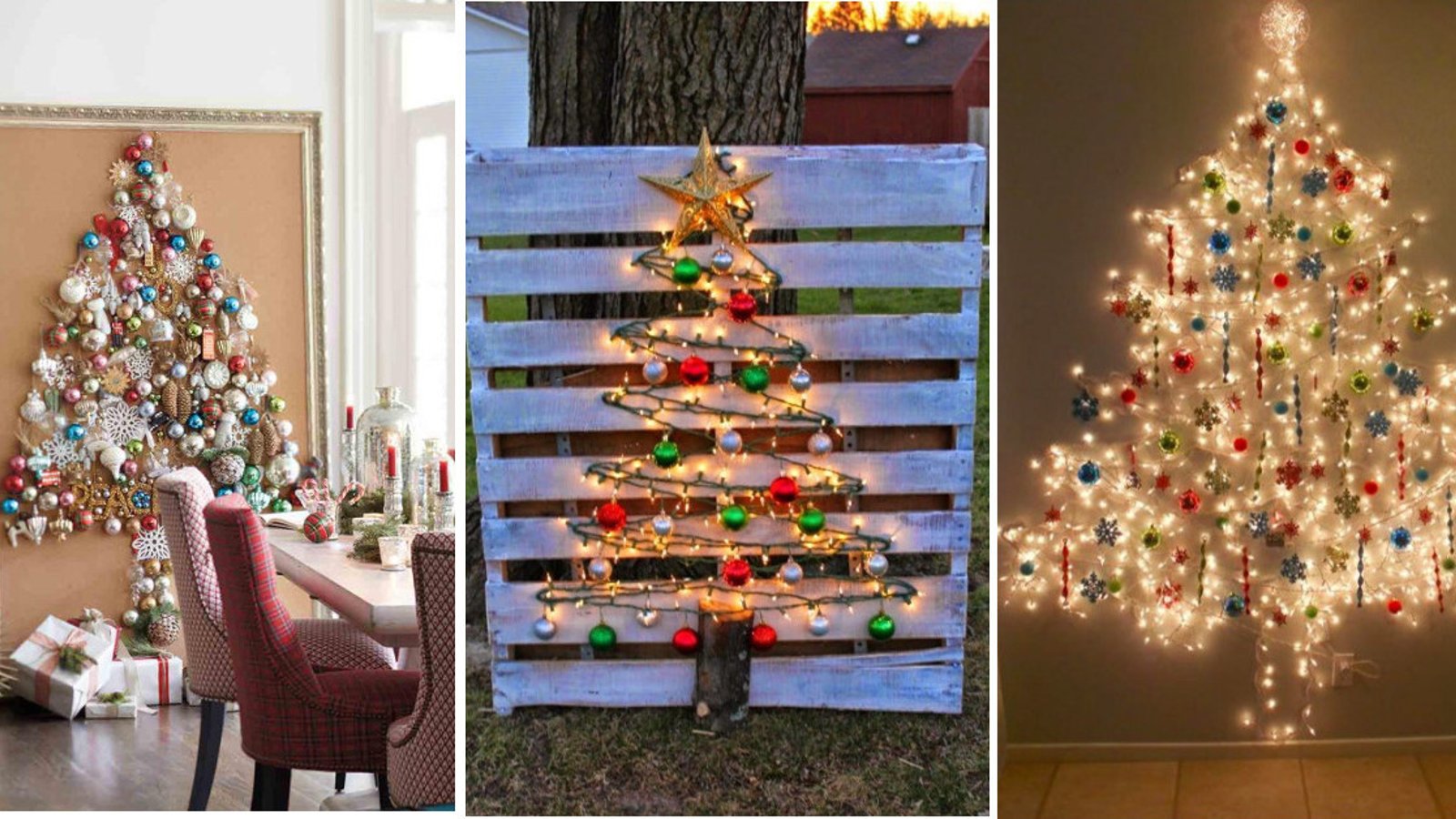 20 façons différentes de monter un sapin de Noël au mur