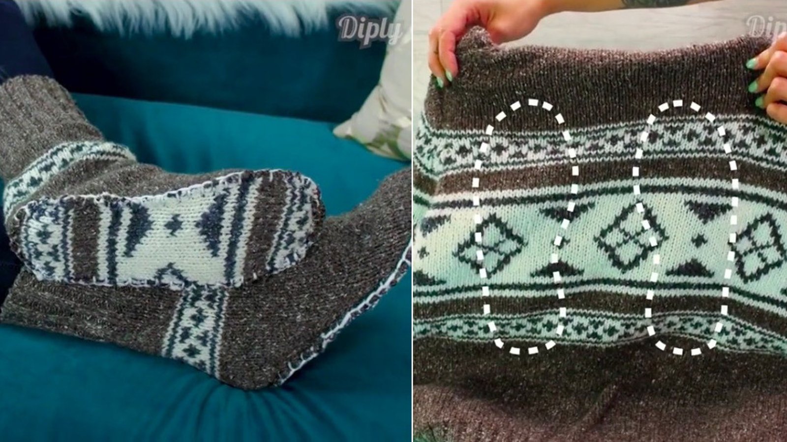 Récupérez vos vieux tricots et transformez-les en belles pantoufles chaudes