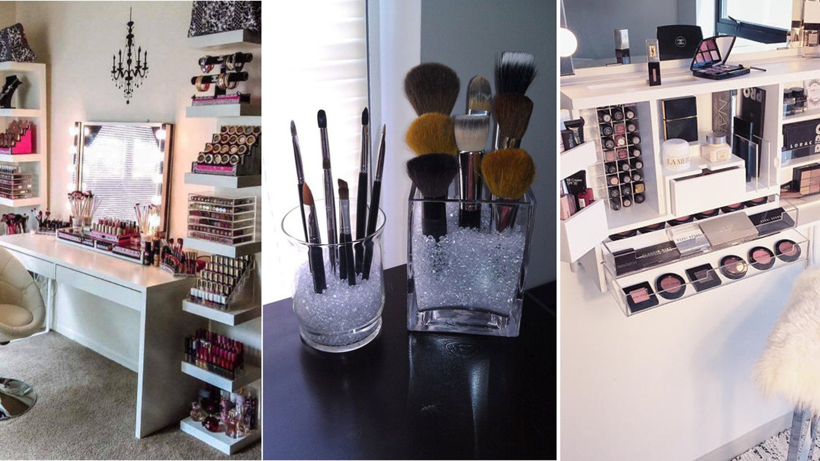 Tu rêves d'une salle de maquillage à la maison? Voici 25 astuces pour t'aider à monter une maquilleuse!  