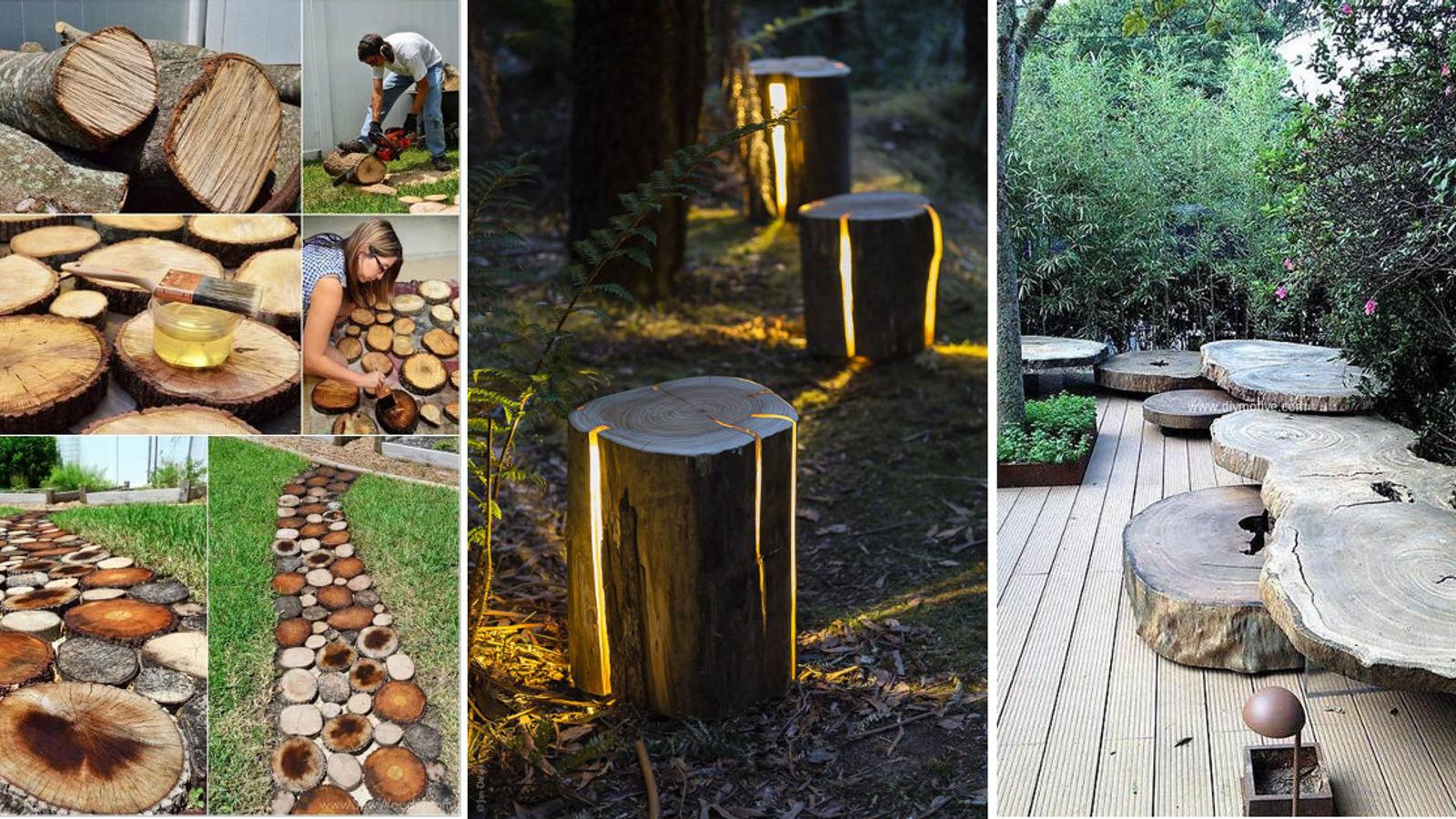 15 magnifiques façons de décorer votre jardin avec des troncs d'arbre
