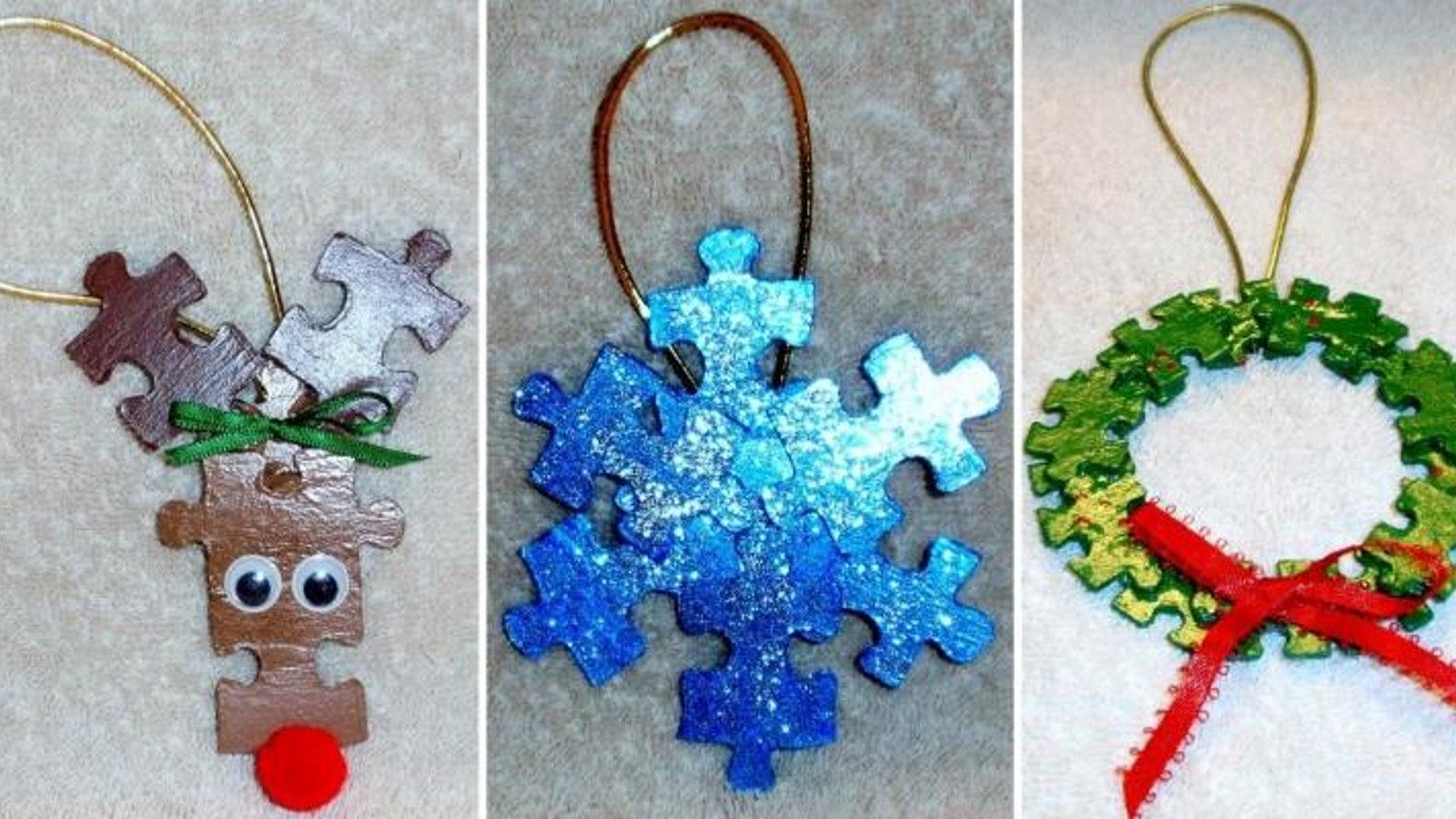 15 Magnifiques bricolages de Noël à faire avec les enfants, à partir de pièces de casse-têtes incomplets! 