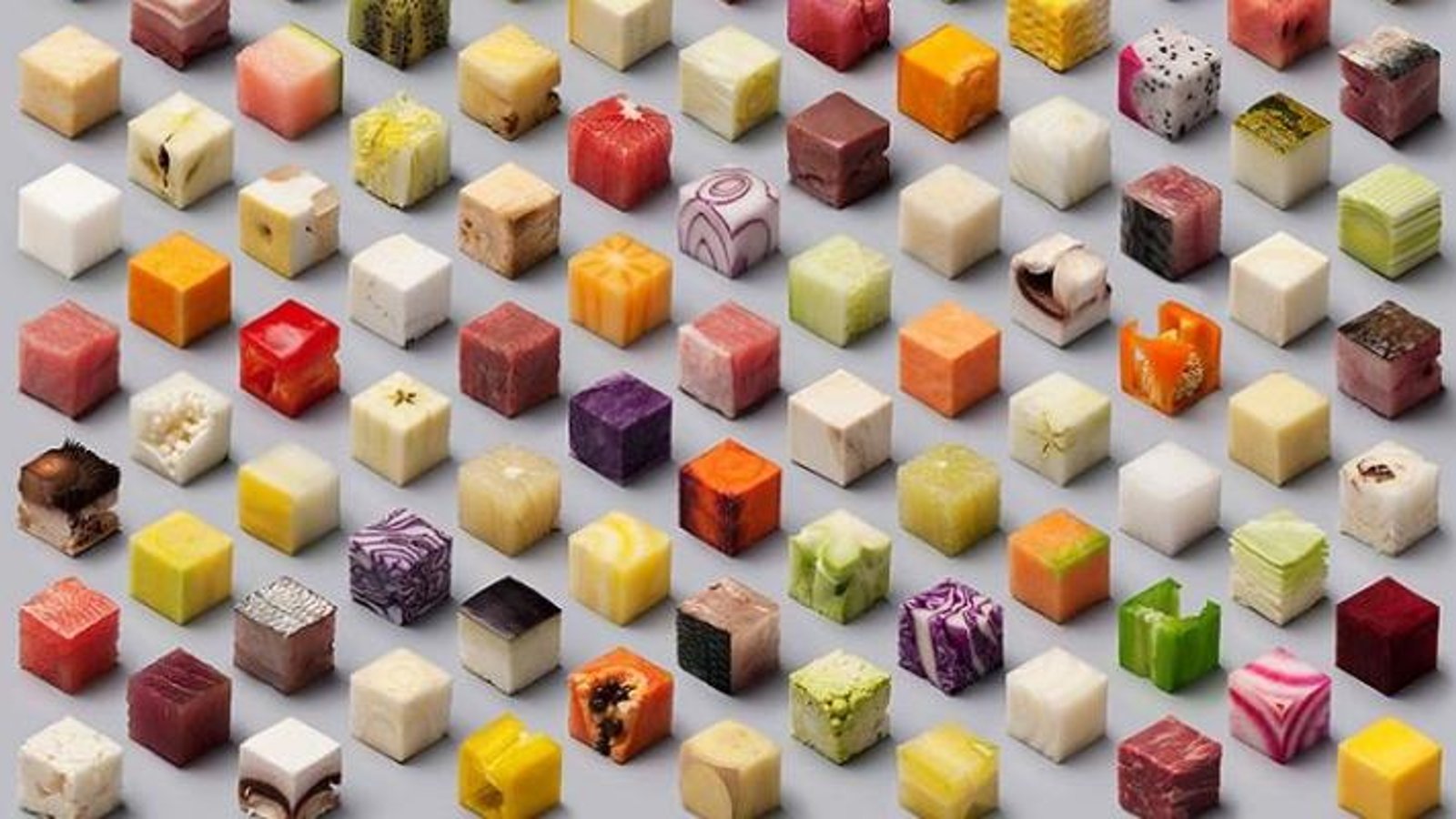 98 cubes parfaits! Deux artistes et la nourriture.