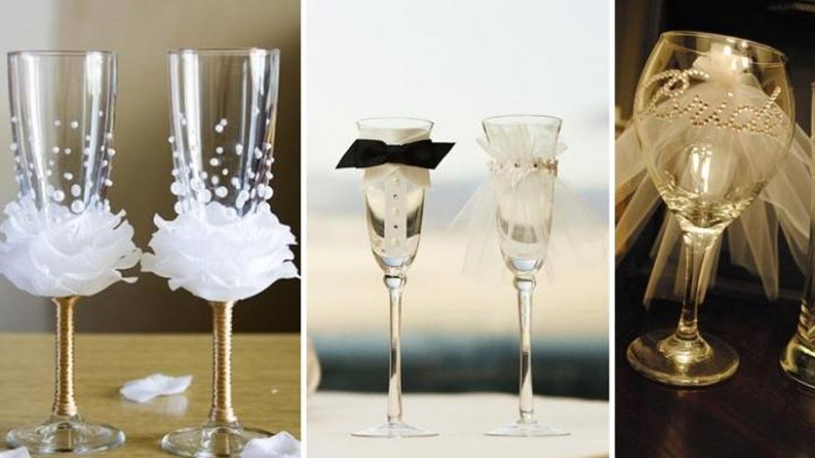 Comment décorer des flûtes à champagne! 3 idées mariage! 