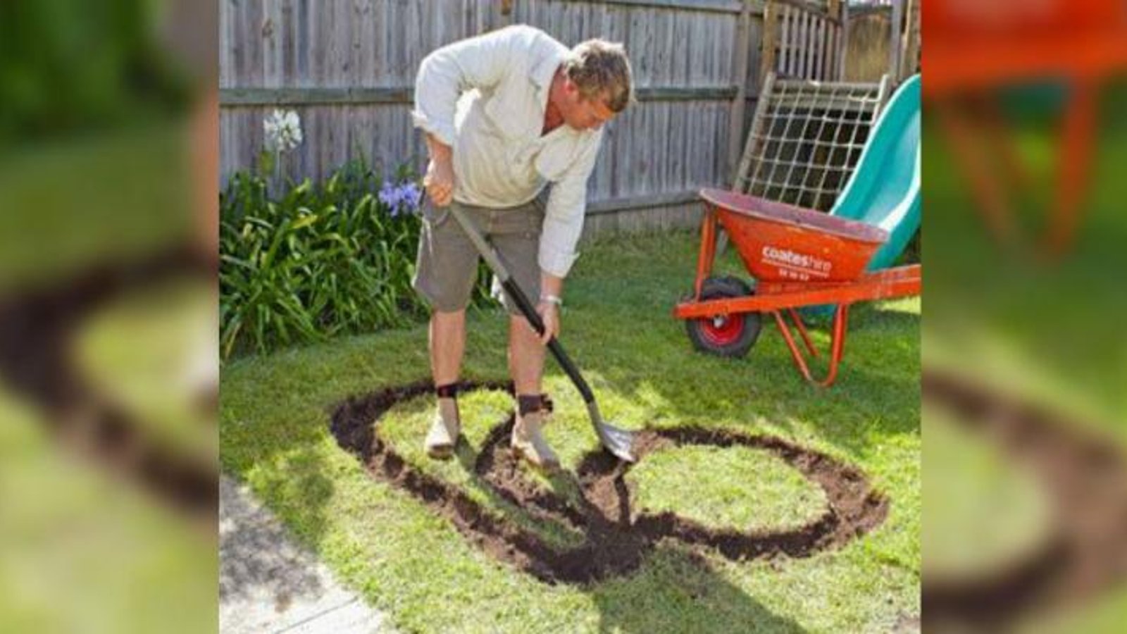 Ce papa a creusé une forme amusante dans le jardin! Ce qu'il en a fait? C'est brillant! 
