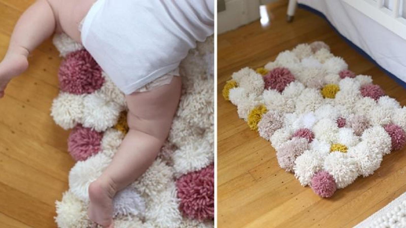 Comment fabriquer un tapis pompons pour la chambre de bébé! Étape par étape. 