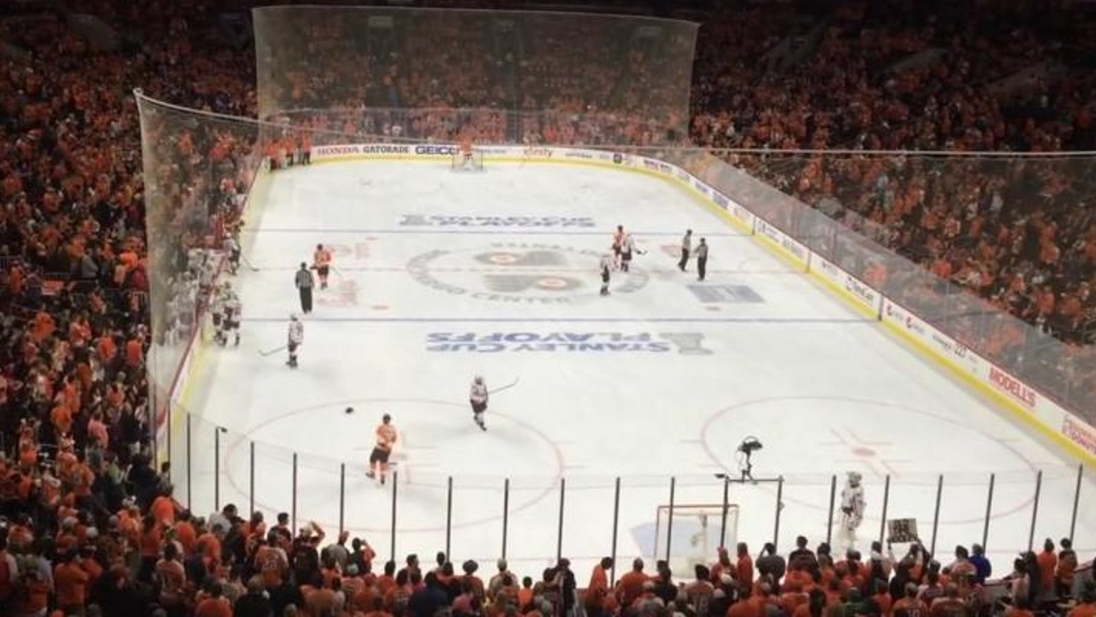 Flyers assessed delay of game penalty because of their home crowd.