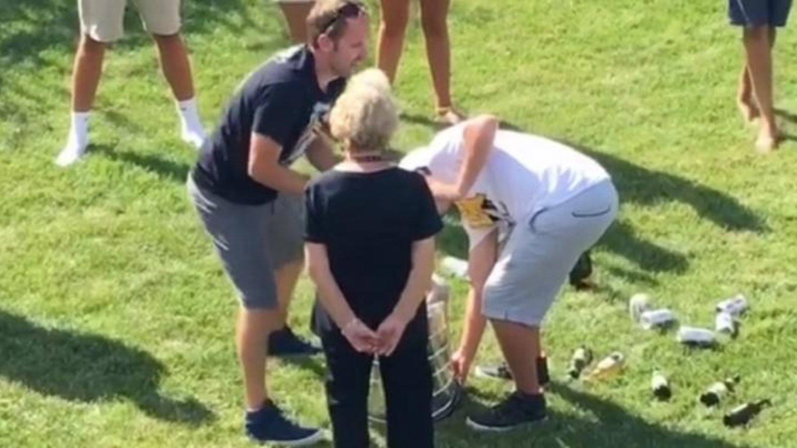 Phil Kessel's grandmother gets to drink from the Stanley Cup!
