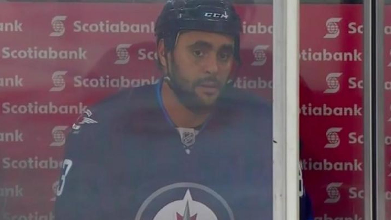 Dustin Byfuglien claims another victim with a thunderous hit.