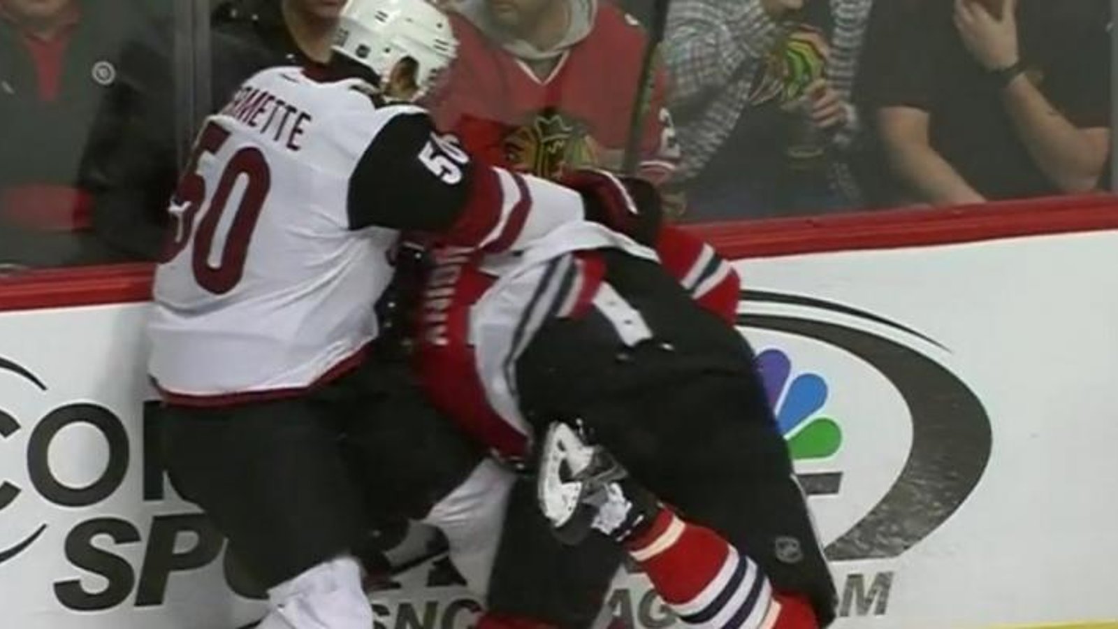 Antoine Vermette ejected after taking out Artem Anisimov from behind.