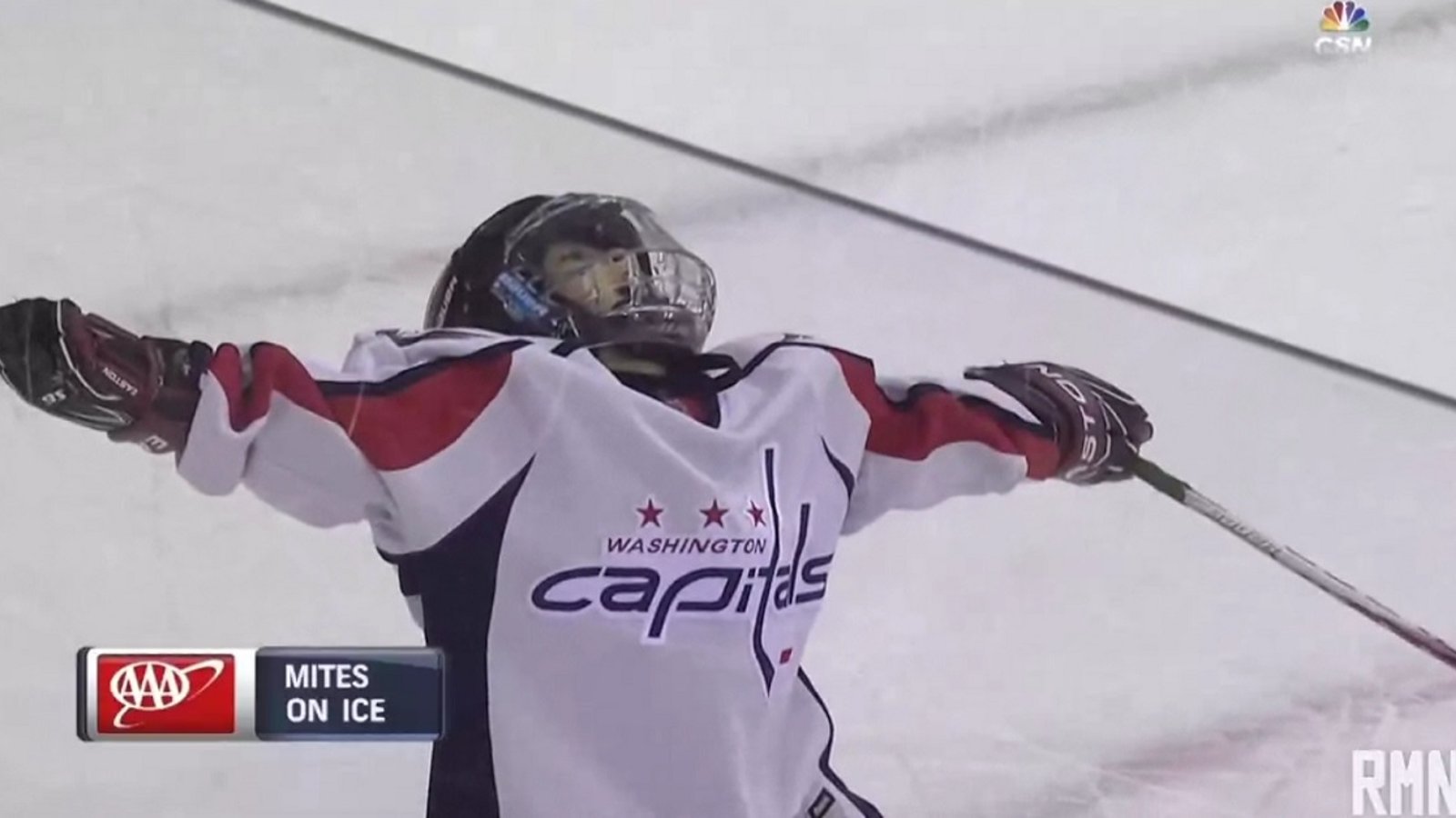 Little Mite player scores during intermission and has the best celebration ever!