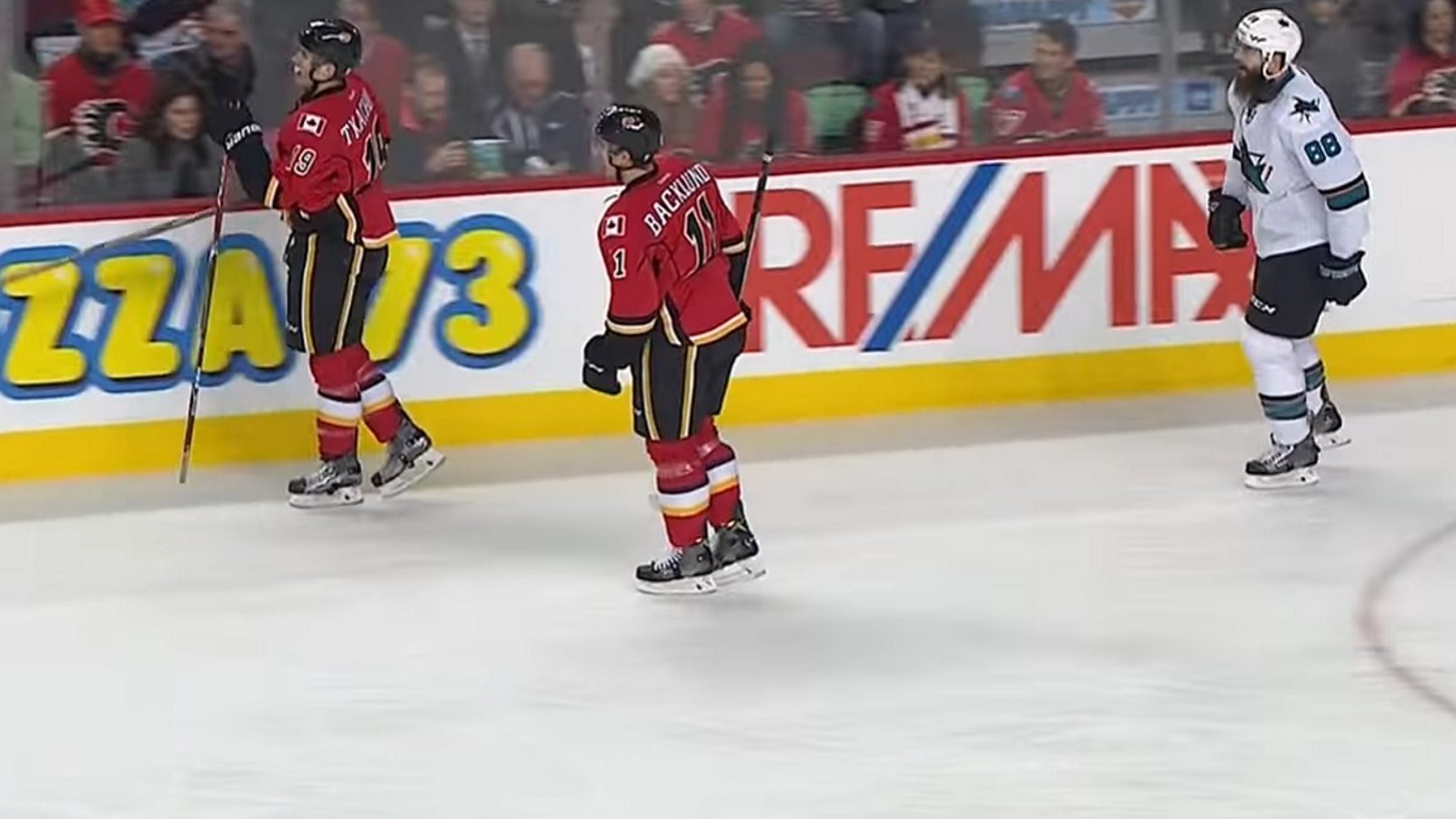 Rookie Tkachuk steals Brent Burns' stick and refuses to give it back!