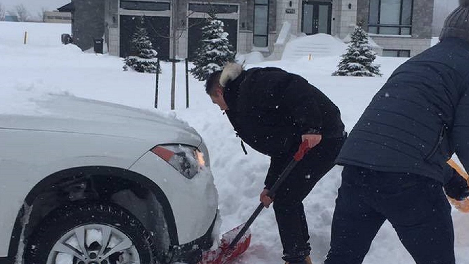 Trapped in the snow and no one helps him... until an NHL captain saves the day.