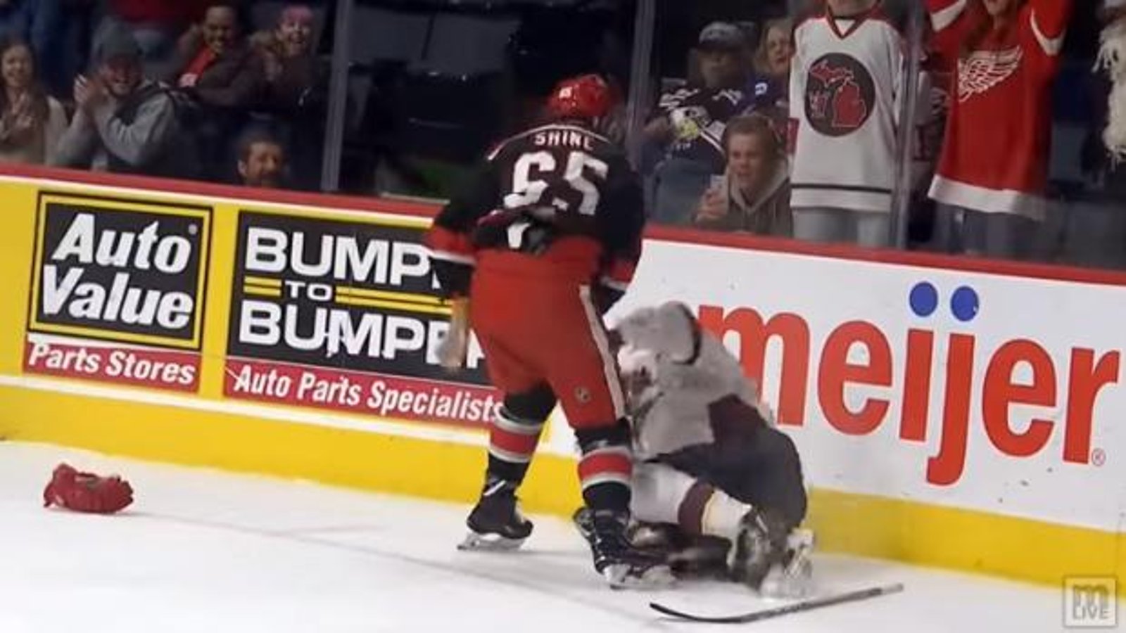 Young forward delivers brutal 3-punch knockout after running over the goalie! 