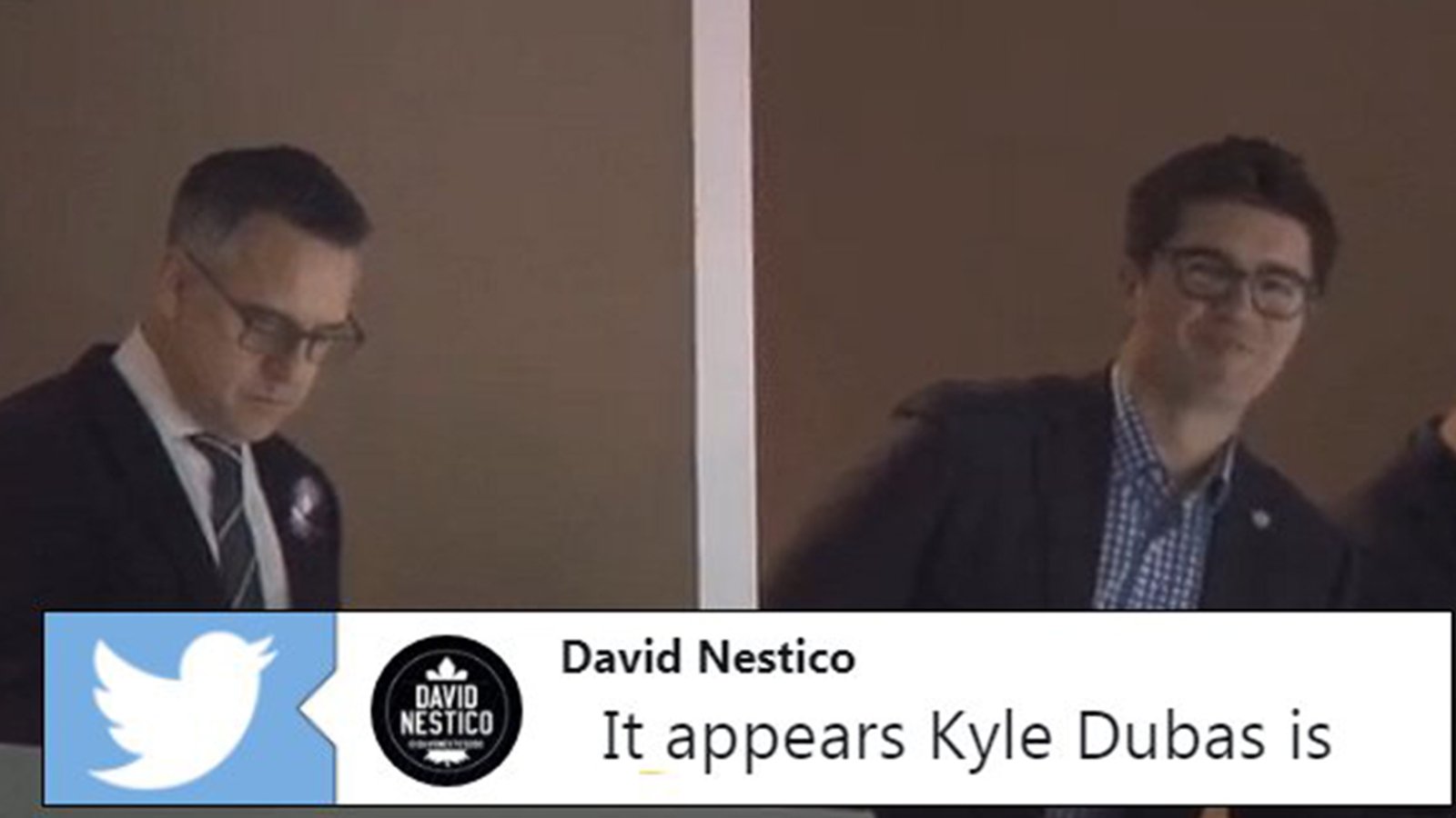 Leafs GM Dubas gets busted flossing in press box