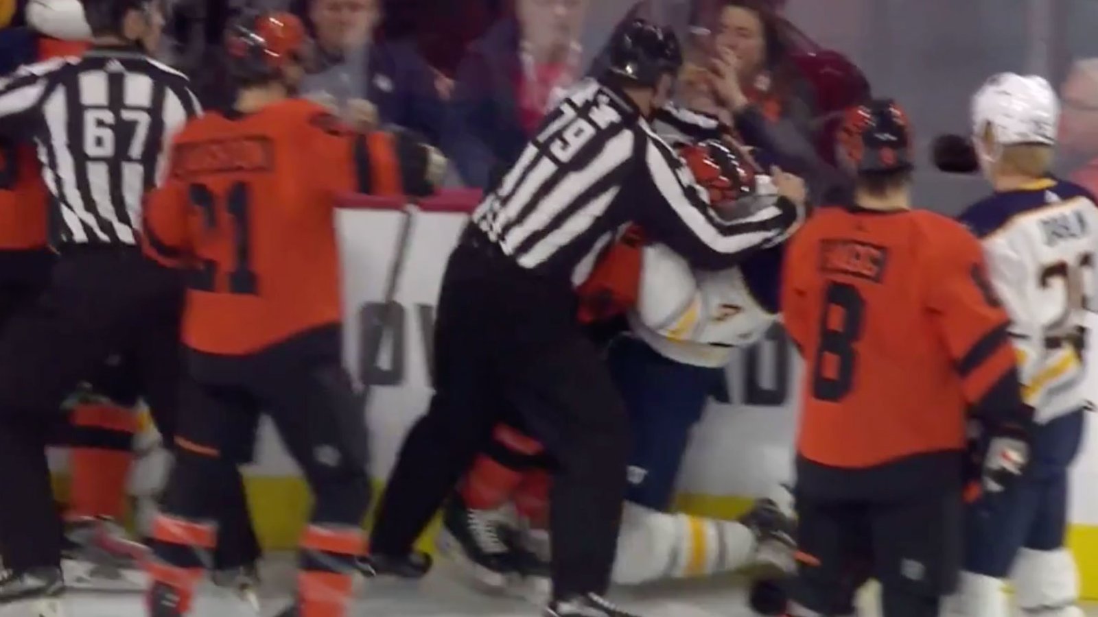 Breaking: Hartman lands vicious hit on Dahlin, gets in tussle in first game with the Flyers! 