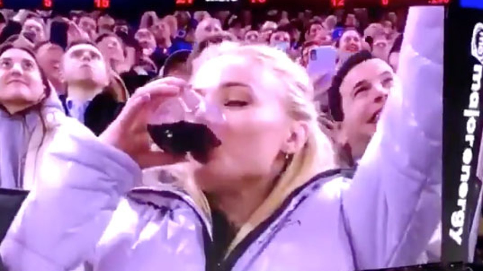 Game of Thrones star Sophie Turner chugs wine on Rangers' jumbotron! 