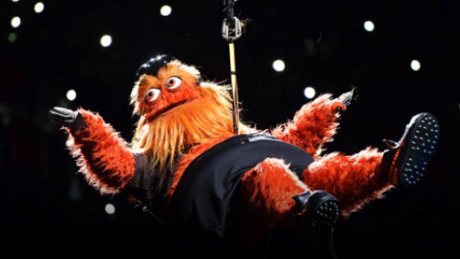 Gritty talks! The Flyers mascot speaks for the first time, hits on Kim Kardashian.