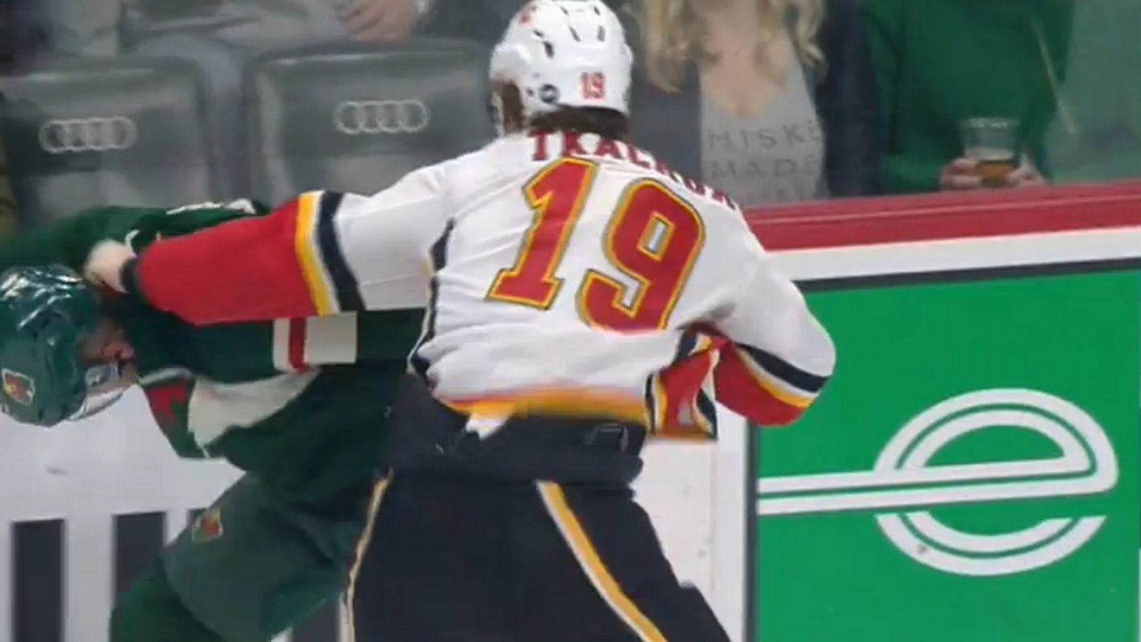 Tkachuk and Dumba drop the gloves just 40 seconds in!
