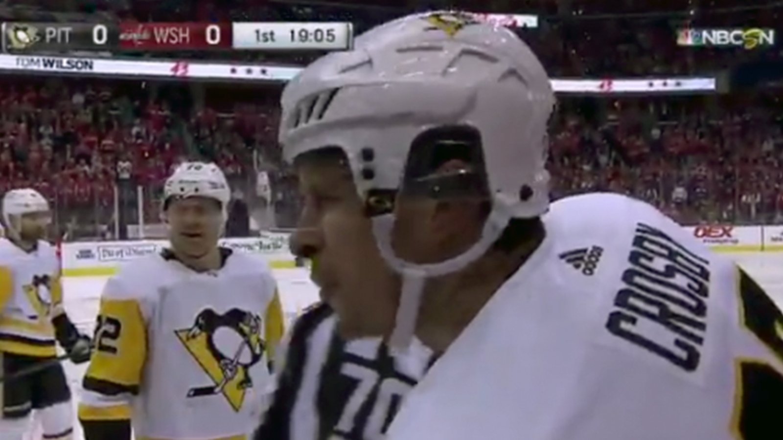 Crosby and Ovechkin go at it between the benches