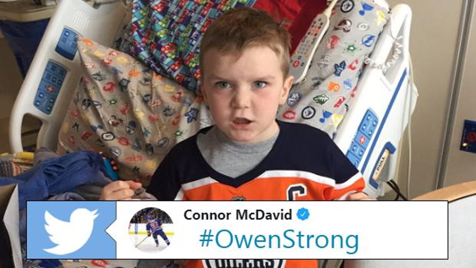 McDavid shares emotional tweet after young Leukemia patient received his jersey for Christmas