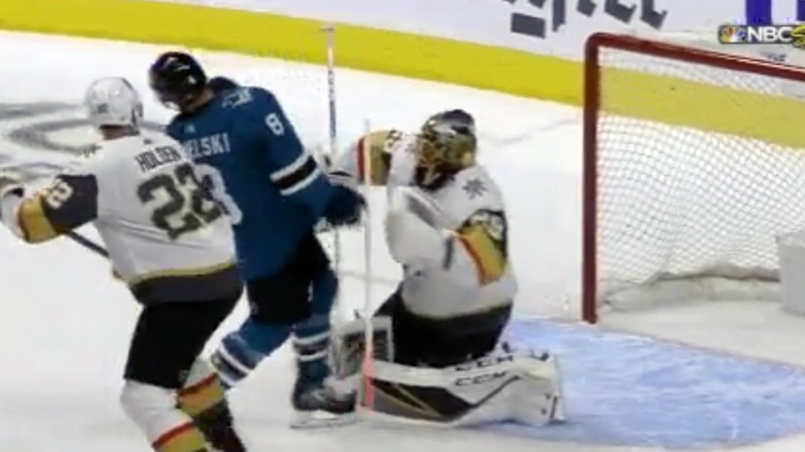 Pavelski scores series opener… with his face!