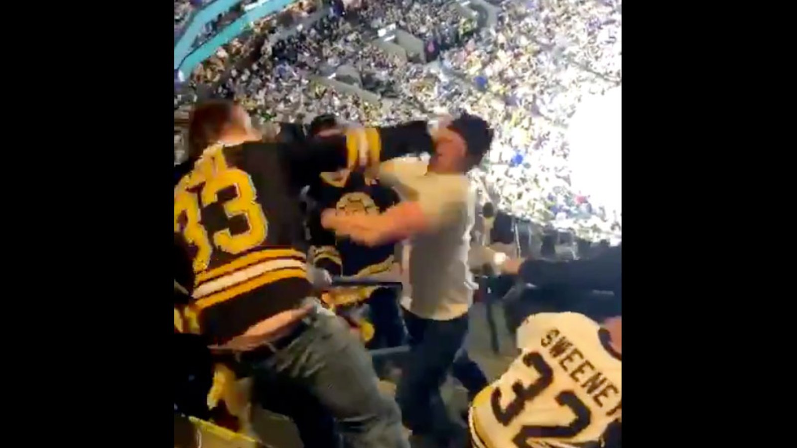 Bruins fans start fighting in the stands at TD Garden! 