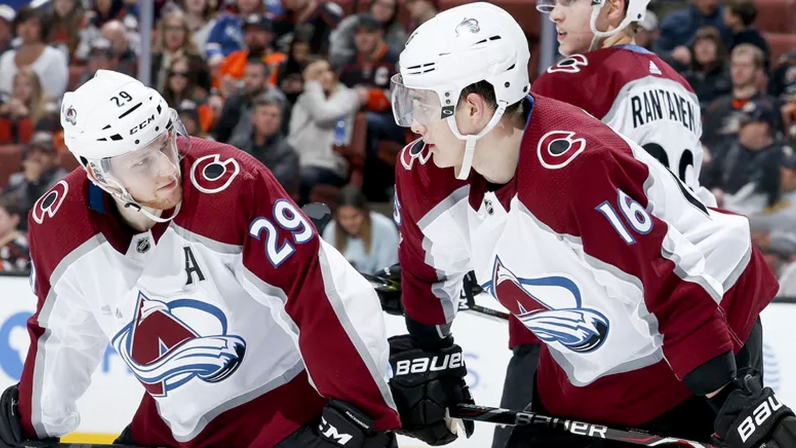 Avs teammates MacKinnon and Zadorov throw bombs at each other