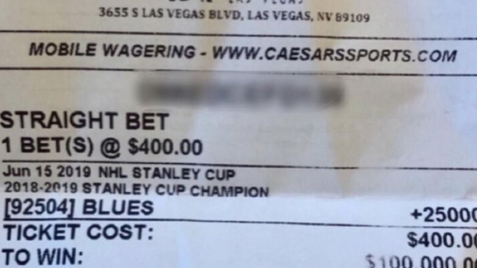 Scott Berry wins $100K after betting $400 on Blues to win Stanley Cup in January