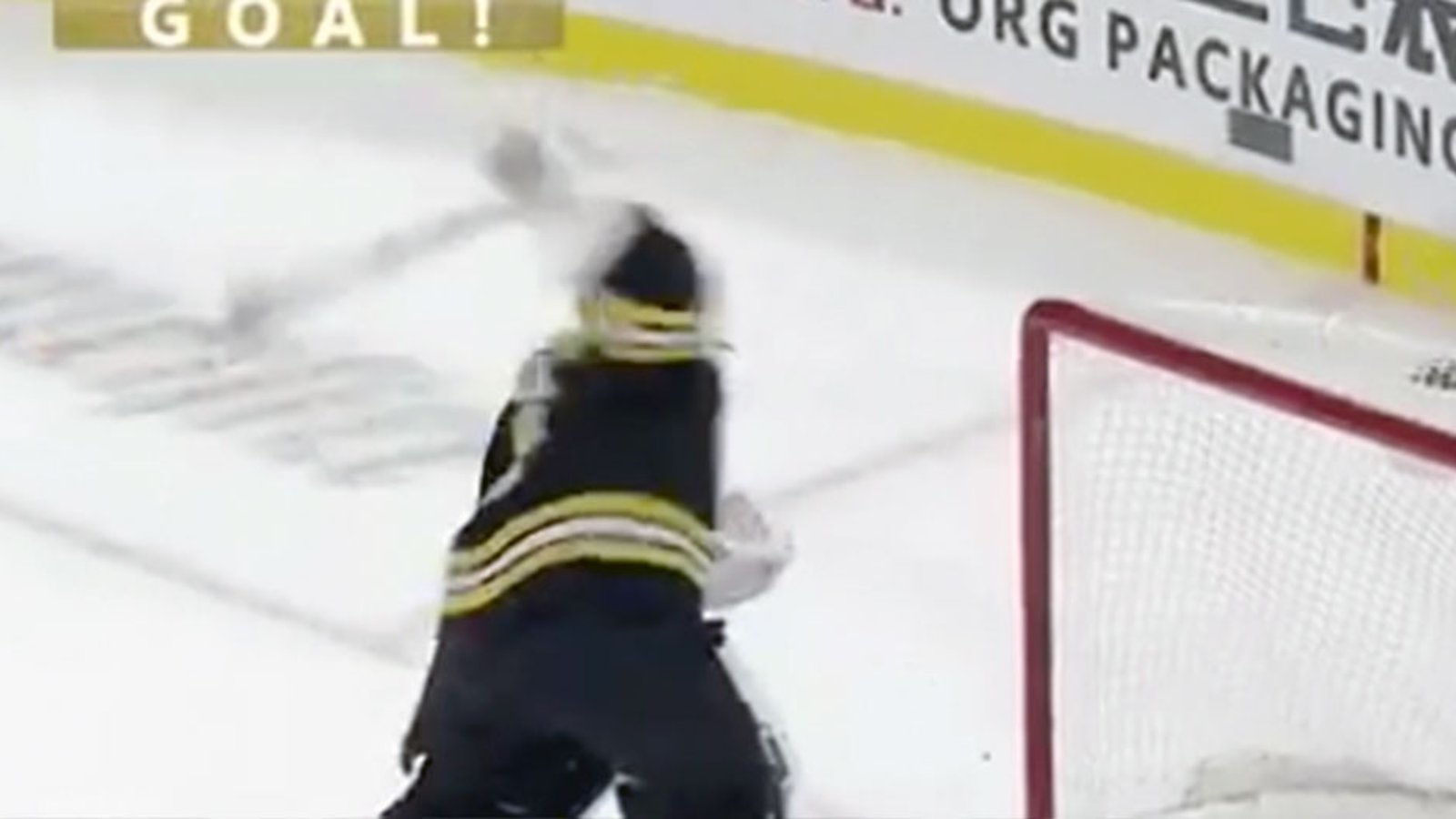 Halak absolutely loses it on his crossbar after giving up 4 straight to the Penguins