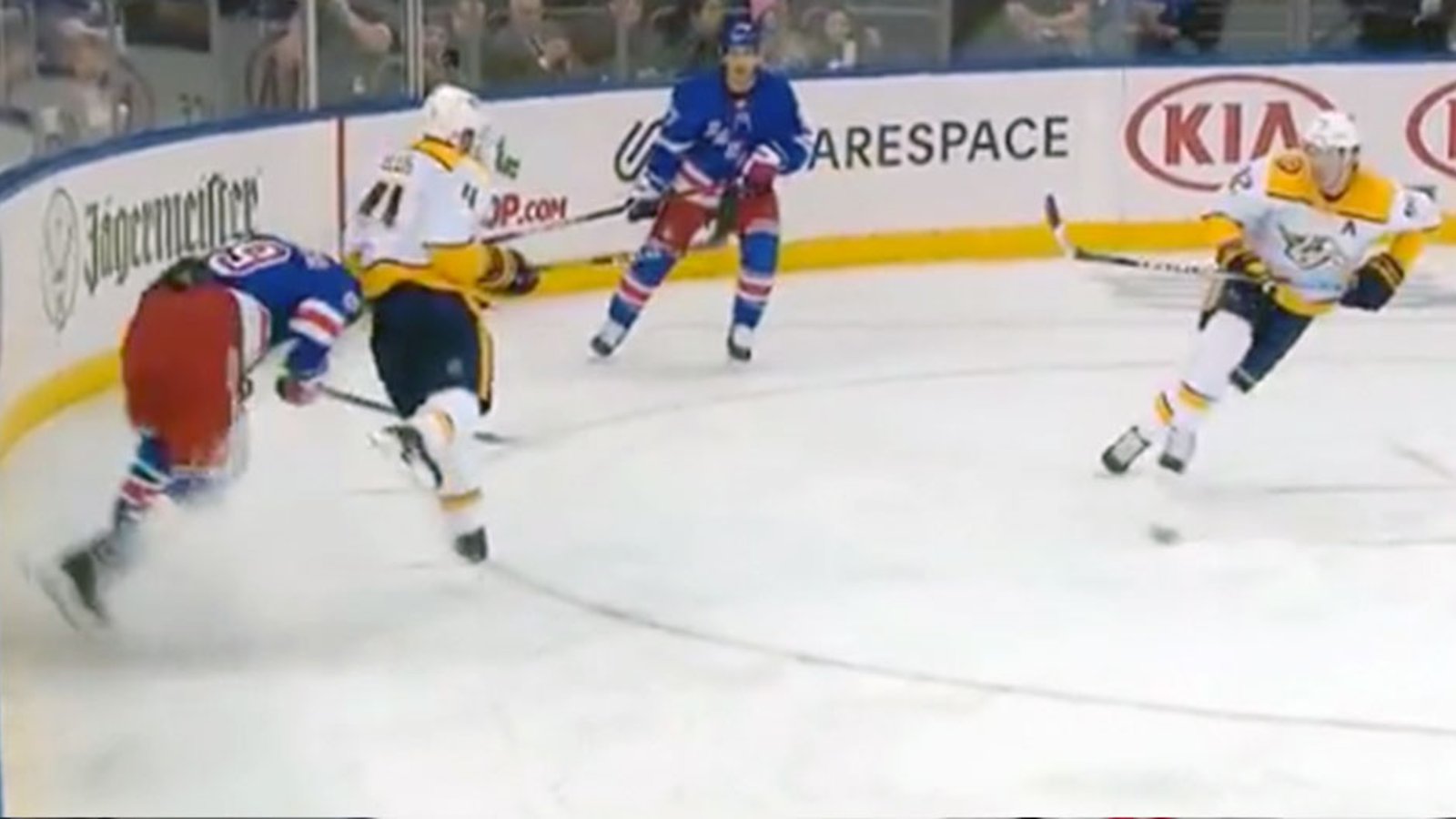 Buchnevich takes a wicked elbow to the head from Ryan Ellis