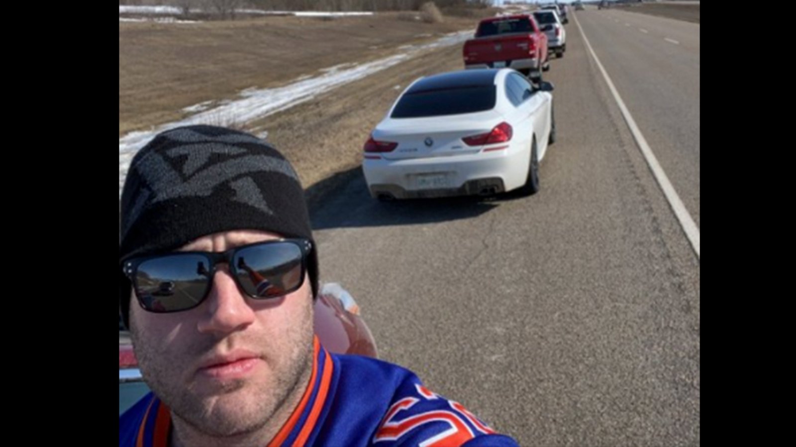 Former NHLer Eric Gryba shares touching photos from vehicle parade tribute to Colby Cave