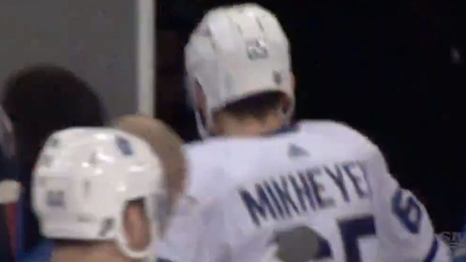 Leafs' Mikheyev rushes off the ice with severe bloody cut to wrist 