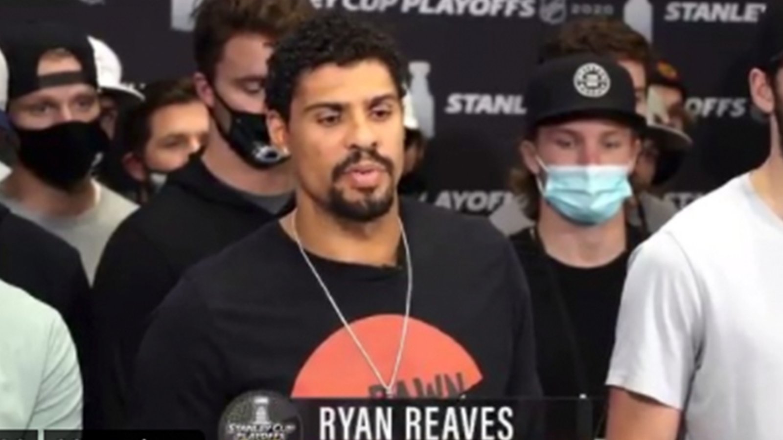 Ryan Reaves gives a stirring speech about the NHL's protest