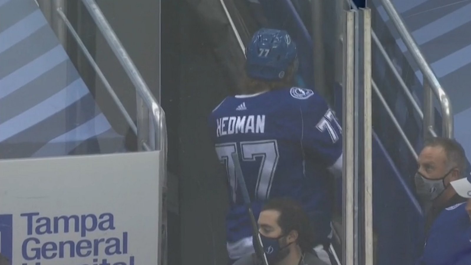 Hedman appears to suffer an injury and snaps on his way to the locker room.