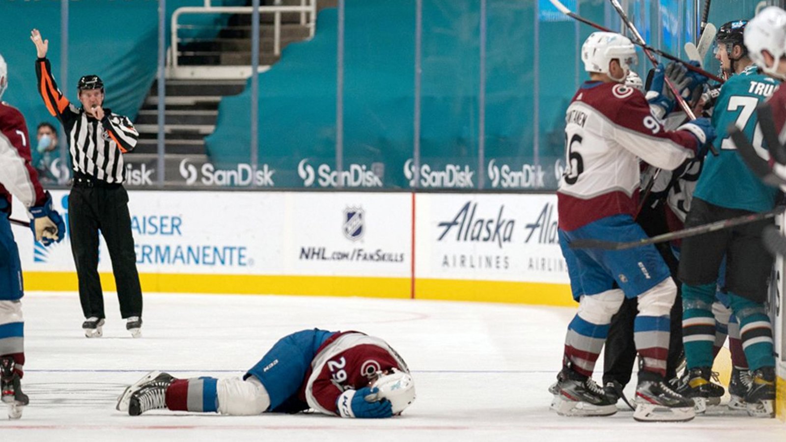 Sharks' Blichfeld summoned by NHL Player Safety after knocking Nathan MacKinnon out of last night's game