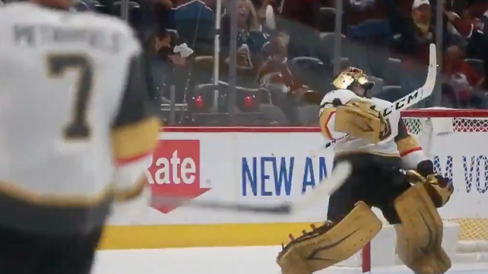 Fleury flips out at himself for allowing weak goal! 