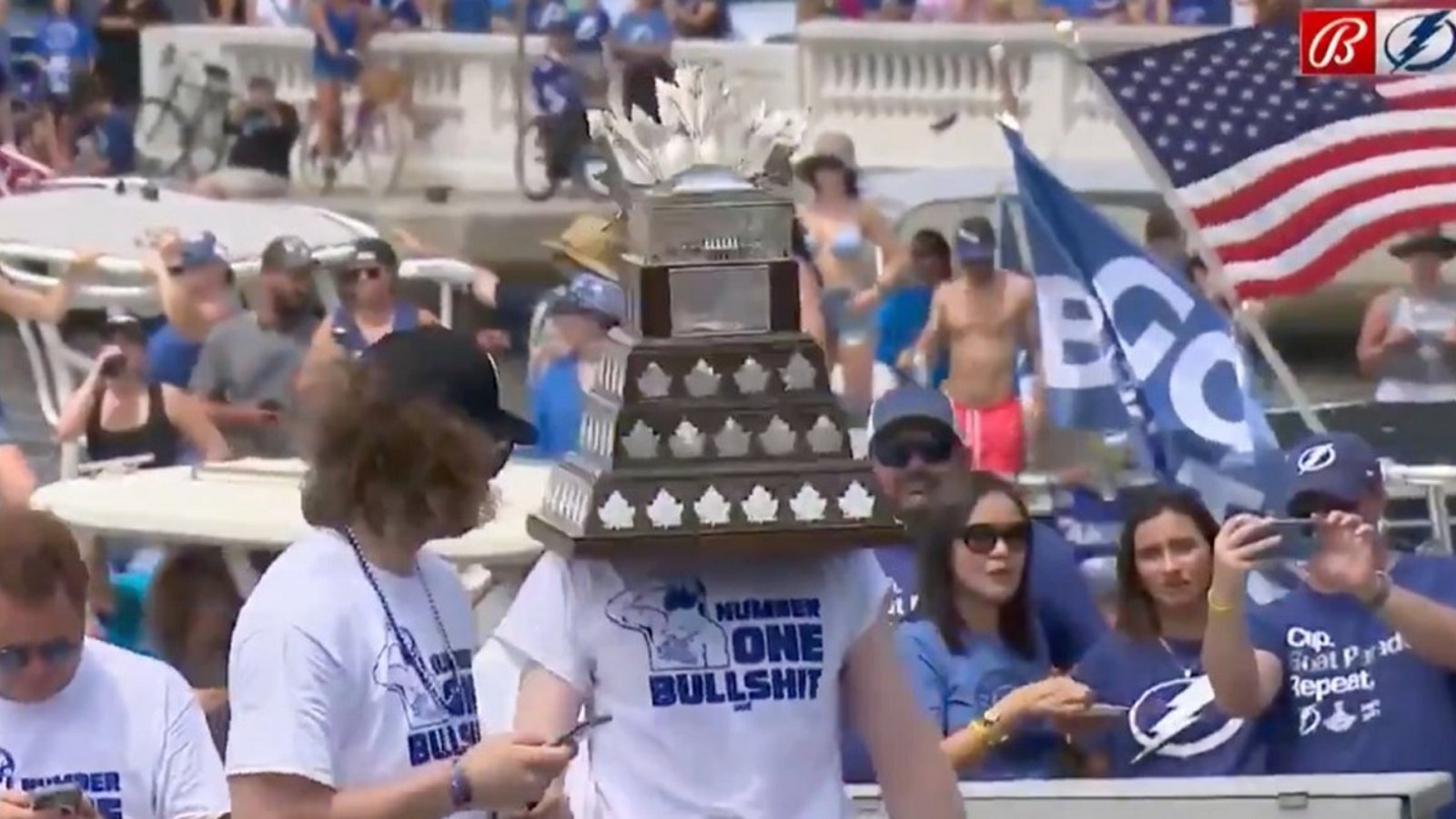 Lightning go wild during their Stanley Cup boat parade.