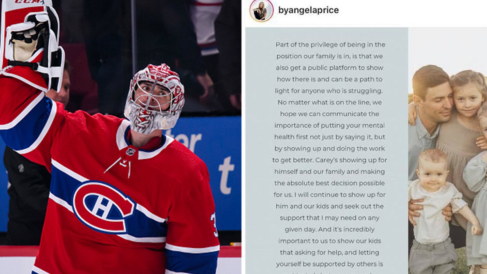 Angela Price shares details after husband Carey Price leaves the Montreal Canadiens