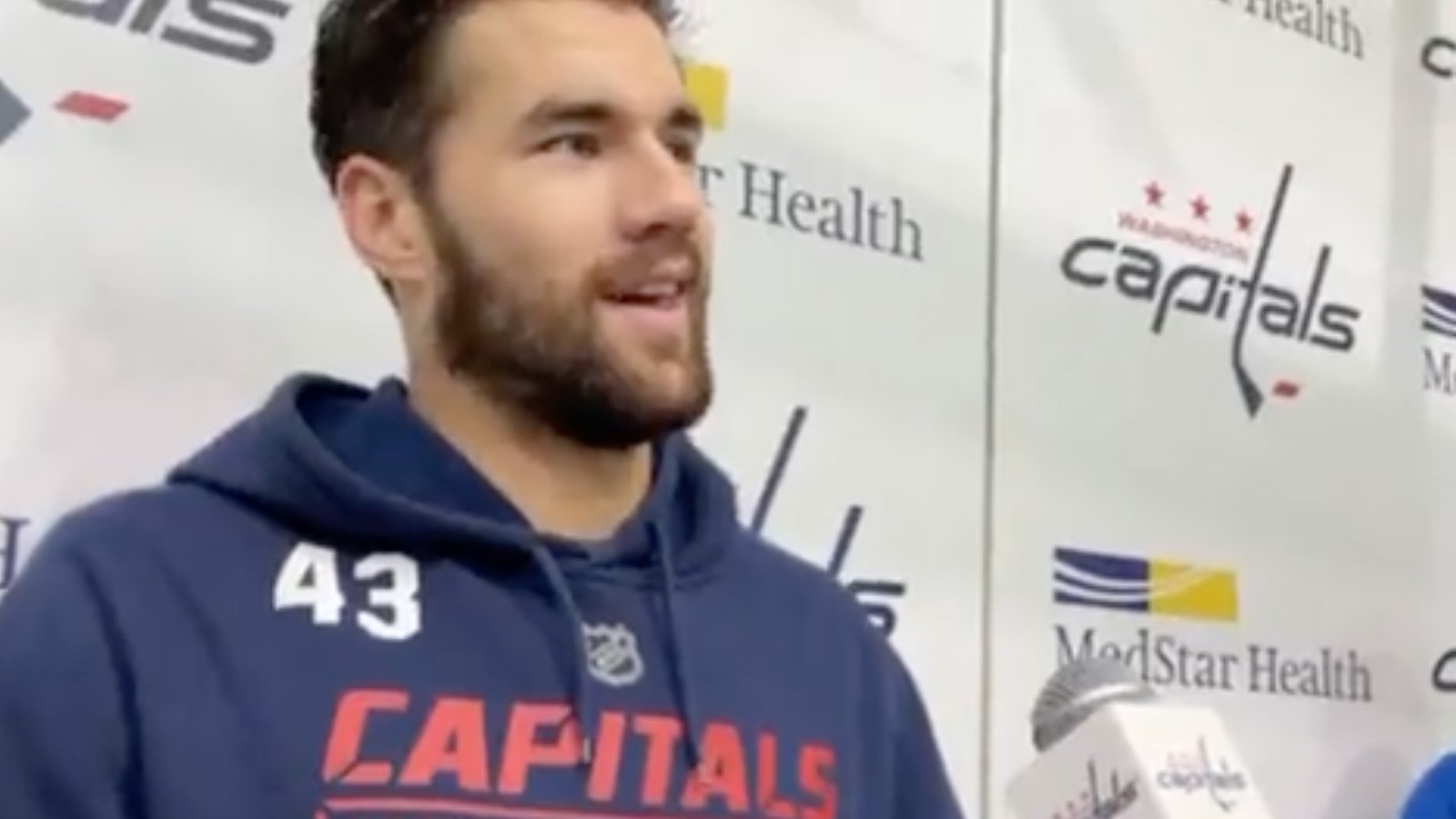 Tom Wilson responds to potentially having to fight Rangers tonight in opener! 